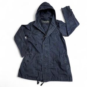 Zara navy blue parka utility hooded jacket